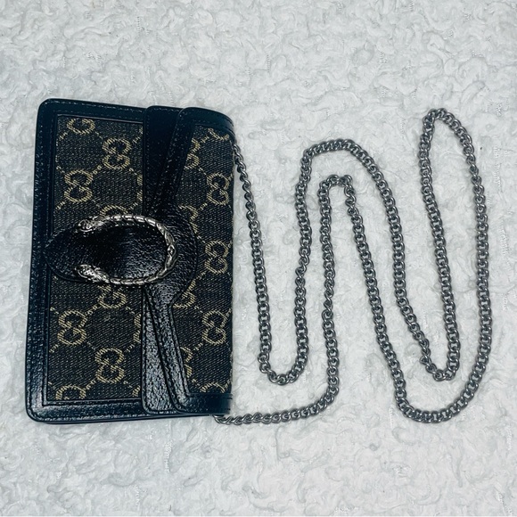 Gucci GG Denim Monogram Super Mini Dionysus Shoulder Crossbody Bag Black 476432 - Picture 8 of 17